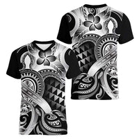 Aloha Black Tribal Honu Tattoo Women V-Neck T-Shirt LT9 - Polynesian Pride