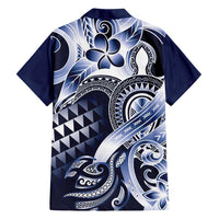 Aloha Blue Tribal Honu Tattoo Family Matching Long Sleeve Bodycon Dress and Hawaiian Shirt LT9 - Polynesian Pride