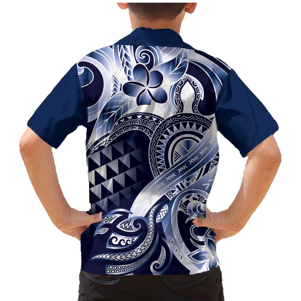 Aloha Blue Tribal Honu Tattoo Family Matching Mermaid Dress and Hawaiian Shirt LT9 - Polynesian Pride