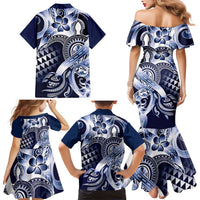 Aloha Blue Tribal Honu Tattoo Family Matching Mermaid Dress and Hawaiian Shirt LT9 - Polynesian Pride