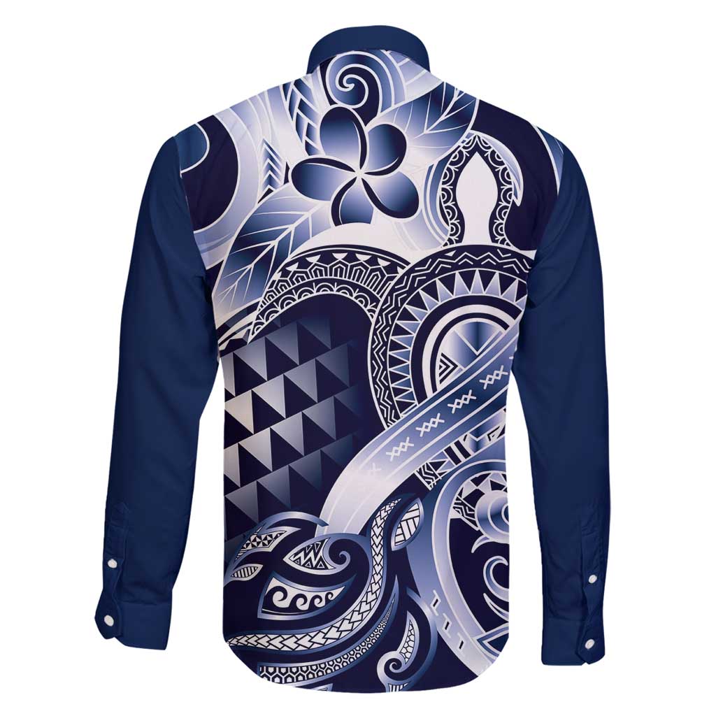 Aloha Blue Tribal Honu Tattoo Family Matching Off Shoulder Short Dress and Hawaiian Shirt LT9 - Polynesian Pride