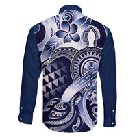 Aloha Blue Tribal Honu Tattoo Family Matching Off Shoulder Short Dress and Hawaiian Shirt LT9 - Polynesian Pride