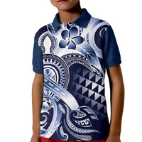 Aloha Blue Tribal Honu Tattoo Kid Polo Shirt LT9 Kid Blue - Polynesian Pride