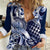 Aloha Blue Tribal Honu Tattoo Women Casual Shirt
