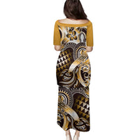 Aloha Gold Tribal Honu Tattoo Family Matching Puletasi and Hawaiian Shirt LT9 - Polynesian Pride