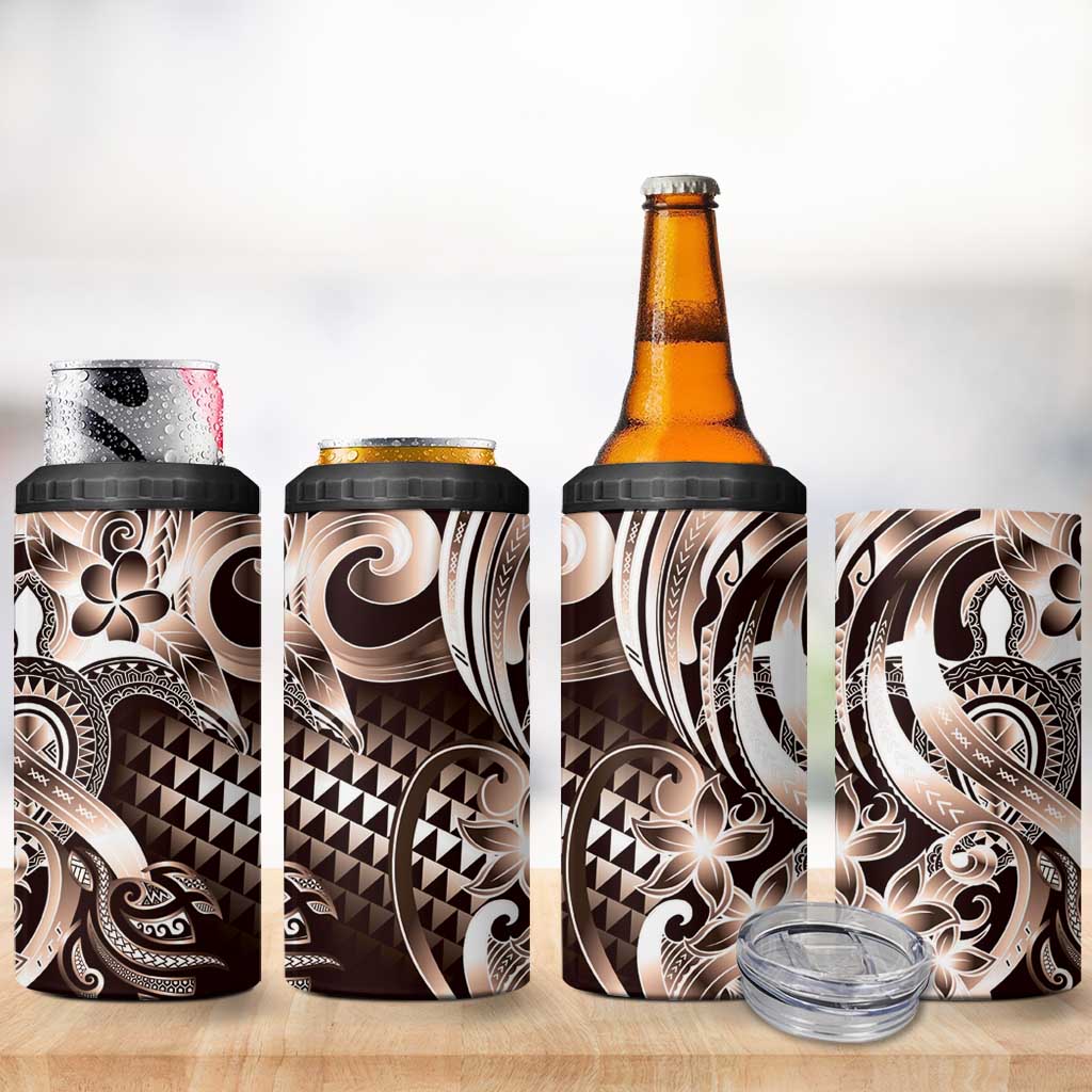 Aloha Mocha Mousse Tribal Honu Tattoo 4 in 1 Can Cooler Tumbler