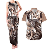 Aloha Mocha Mousse Tribal Honu Tattoo Couples Matching Tank Maxi Dress and Hawaiian Shirt LT9 Mocha Mousse - Polynesian Pride