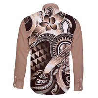 Aloha Mocha Mousse Tribal Honu Tattoo Family Matching Long Sleeve Bodycon Dress and Hawaiian Shirt LT9 - Polynesian Pride