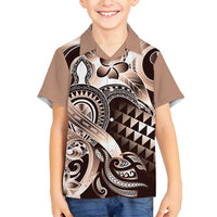 Aloha Mocha Mousse Tribal Honu Tattoo Family Matching Long Sleeve Bodycon Dress and Hawaiian Shirt LT9 Son's Shirt Mocha Mousse - Polynesian Pride