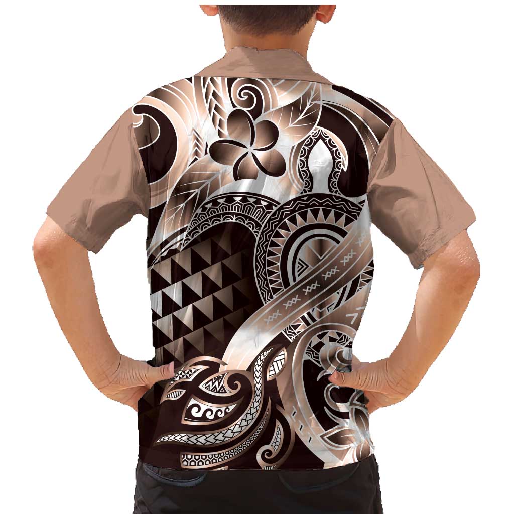 Aloha Mocha Mousse Tribal Honu Tattoo Family Matching Mermaid Dress and Hawaiian Shirt LT9 - Polynesian Pride