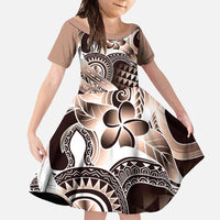 Aloha Mocha Mousse Tribal Honu Tattoo Family Matching Mermaid Dress and Hawaiian Shirt LT9 Daughter's Dress Mocha Mousse - Polynesian Pride