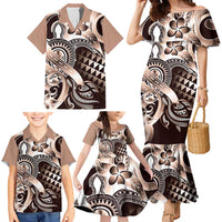 Aloha Mocha Mousse Tribal Honu Tattoo Family Matching Mermaid Dress and Hawaiian Shirt LT9 - Polynesian Pride