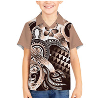 Aloha Mocha Mousse Tribal Honu Tattoo Family Matching Mermaid Dress and Hawaiian Shirt LT9 Son's Shirt Mocha Mousse - Polynesian Pride