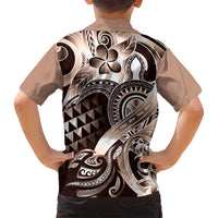 Aloha Mocha Mousse Tribal Honu Tattoo Family Matching Off Shoulder Maxi Dress and Hawaiian Shirt LT9 - Polynesian Pride