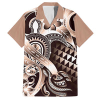 Aloha Mocha Mousse Tribal Honu Tattoo Family Matching Off Shoulder Maxi Dress and Hawaiian Shirt LT9 Dad's Shirt - Short Sleeve Mocha Mousse - Polynesian Pride