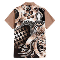 Aloha Mocha Mousse Tribal Honu Tattoo Family Matching Off Shoulder Maxi Dress and Hawaiian Shirt LT9 - Polynesian Pride