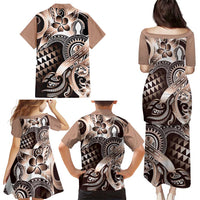 Aloha Mocha Mousse Tribal Honu Tattoo Family Matching Puletasi and Hawaiian Shirt LT9 - Polynesian Pride