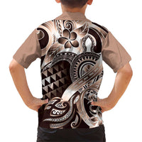 Aloha Mocha Mousse Tribal Honu Tattoo Family Matching Short Sleeve Bodycon Dress and Hawaiian Shirt LT9 - Polynesian Pride
