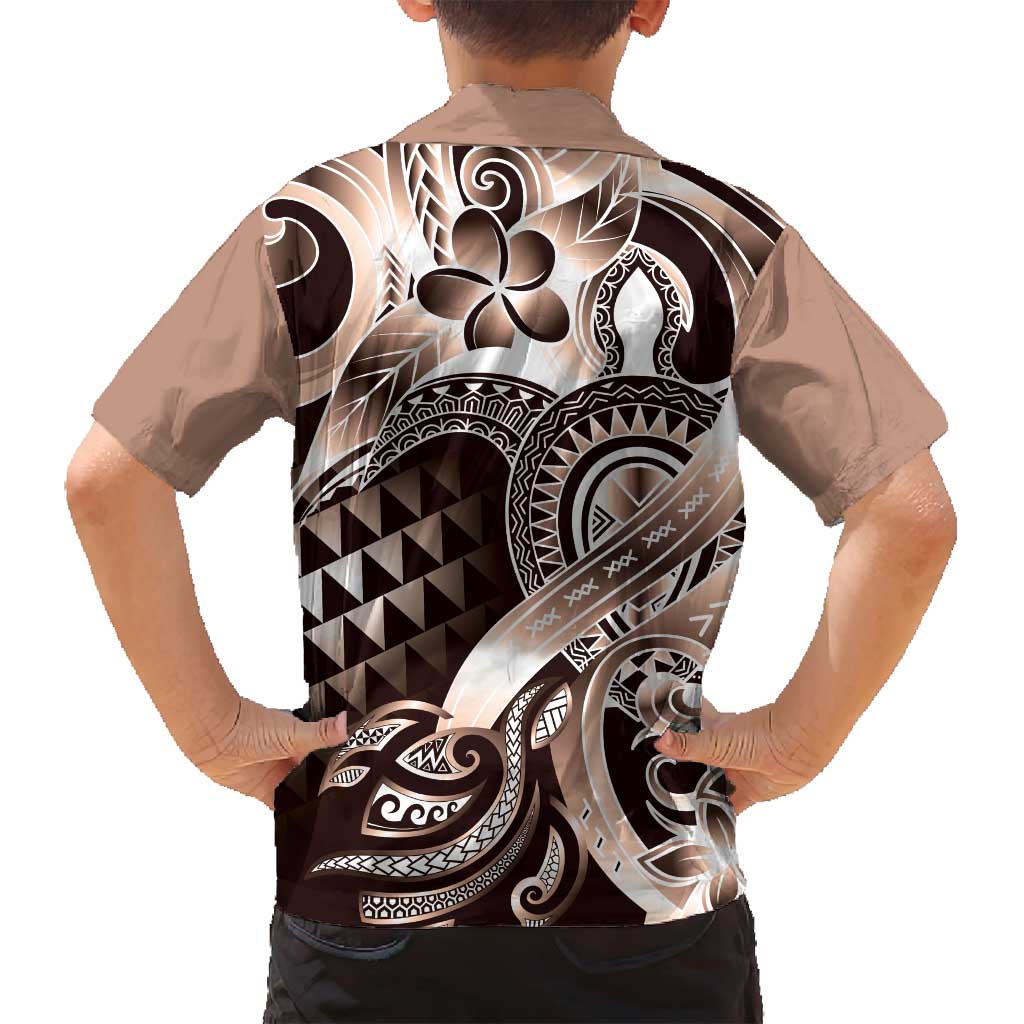 Aloha Mocha Mousse Tribal Honu Tattoo Family Matching Summer Maxi Dress and Hawaiian Shirt LT9 - Polynesian Pride