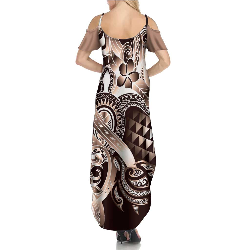 Aloha Mocha Mousse Tribal Honu Tattoo Family Matching Summer Maxi Dress and Hawaiian Shirt LT9 - Polynesian Pride