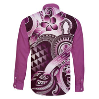 Aloha Pink Tribal Honu Tattoo Family Matching Long Sleeve Bodycon Dress and Hawaiian Shirt LT9 - Polynesian Pride