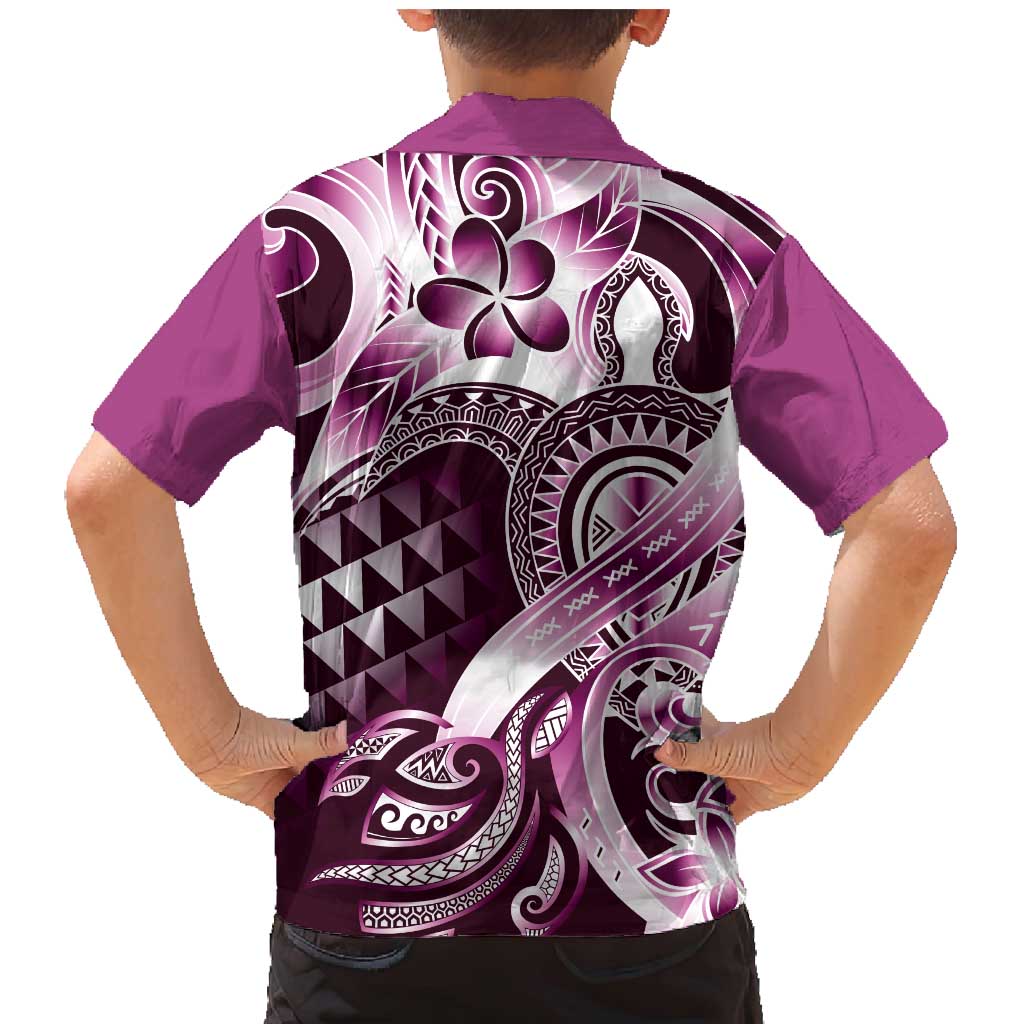 Aloha Pink Tribal Honu Tattoo Family Matching Mermaid Dress and Hawaiian Shirt LT9 - Polynesian Pride