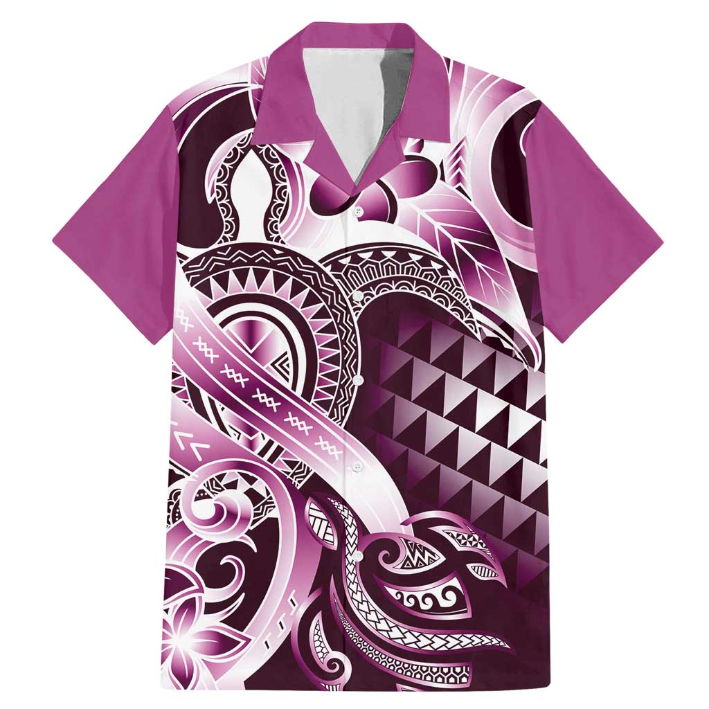 Aloha Pink Tribal Honu Tattoo Family Matching Mermaid Dress and Hawaiian Shirt LT9 Dad's Shirt - Short Sleeve Pink - Polynesian Pride