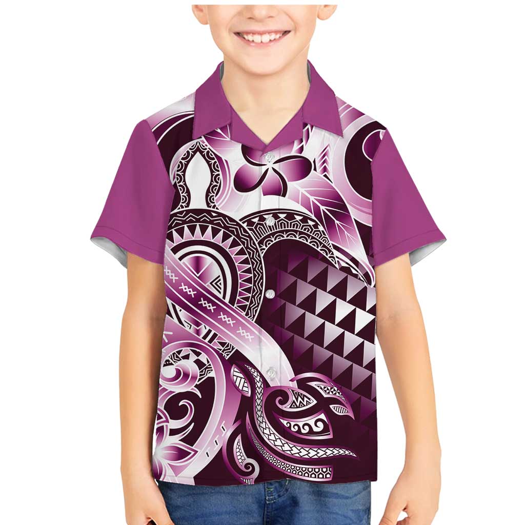 Aloha Pink Tribal Honu Tattoo Family Matching Mermaid Dress and Hawaiian Shirt LT9 Son's Shirt Pink - Polynesian Pride