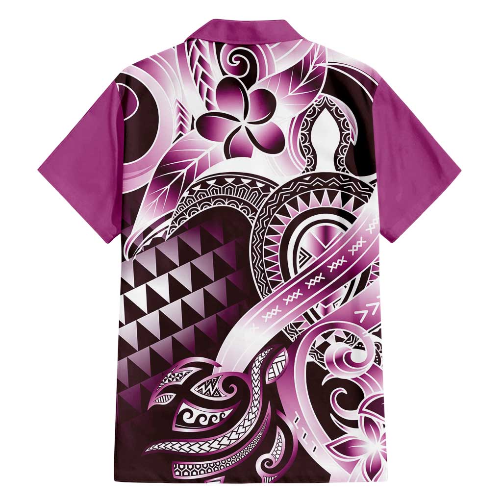 Aloha Pink Tribal Honu Tattoo Family Matching Off Shoulder Short Dress and Hawaiian Shirt LT9 - Polynesian Pride