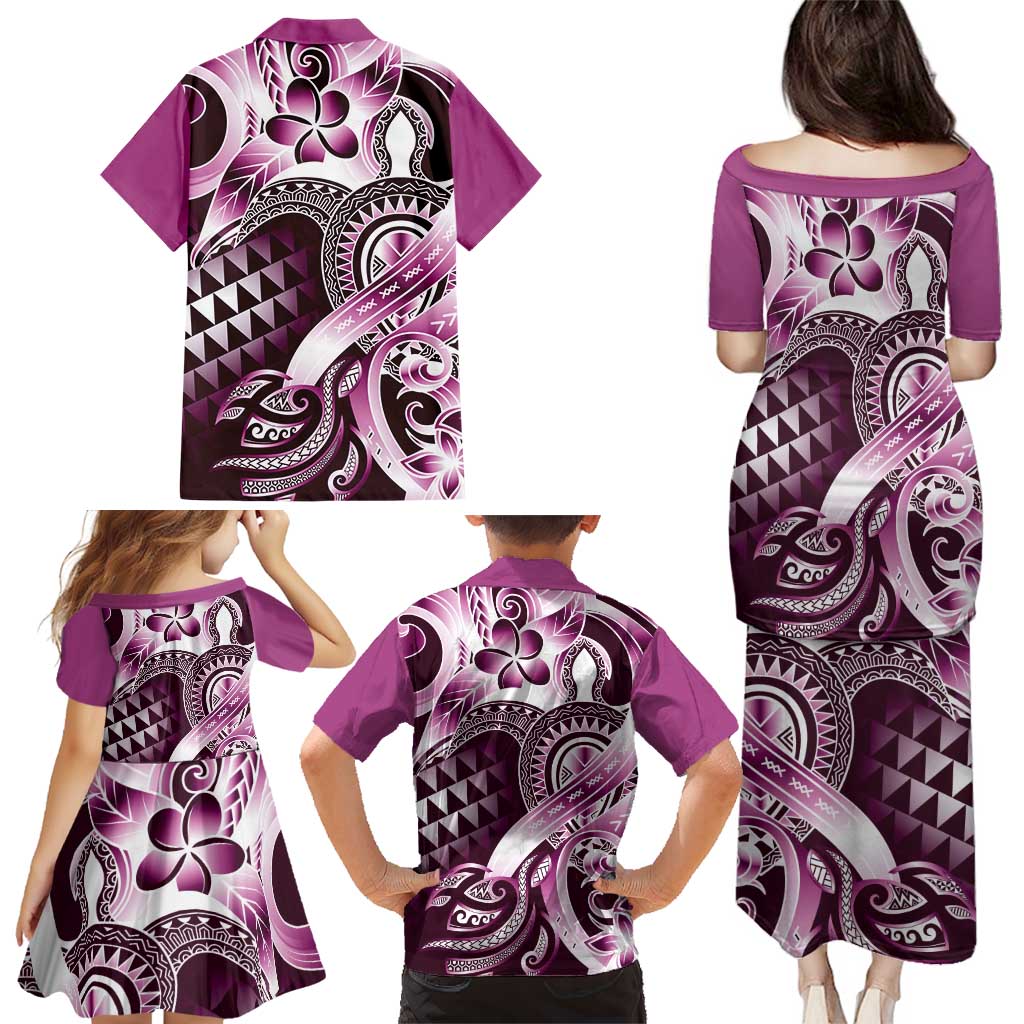 Aloha Pink Tribal Honu Tattoo Family Matching Puletasi and Hawaiian Shirt LT9 - Polynesian Pride