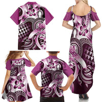 Aloha Pink Tribal Honu Tattoo Family Matching Summer Maxi Dress and Hawaiian Shirt LT9 - Polynesian Pride