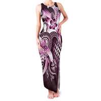 Aloha Pink Tribal Honu Tattoo Family Matching Tank Maxi Dress and Hawaiian Shirt LT9 Mom's Dress Pink - Polynesian Pride