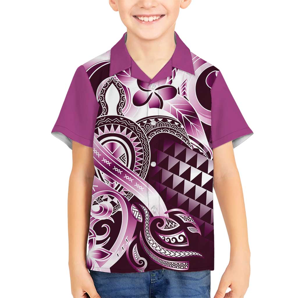 Aloha Pink Tribal Honu Tattoo Family Matching Tank Maxi Dress and Hawaiian Shirt LT9 Son's Shirt Pink - Polynesian Pride