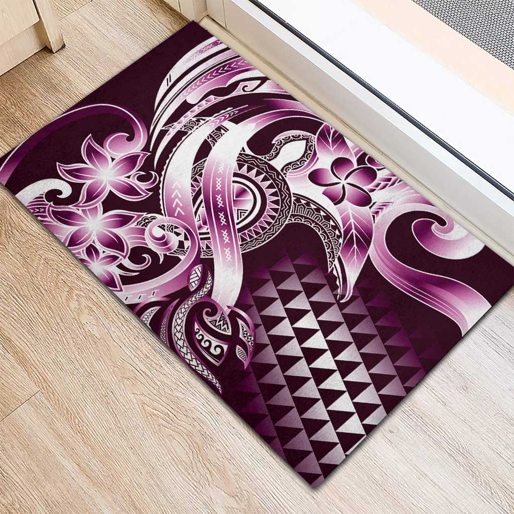 Aloha Pink Tribal Honu Tattoo Rubber Doormat