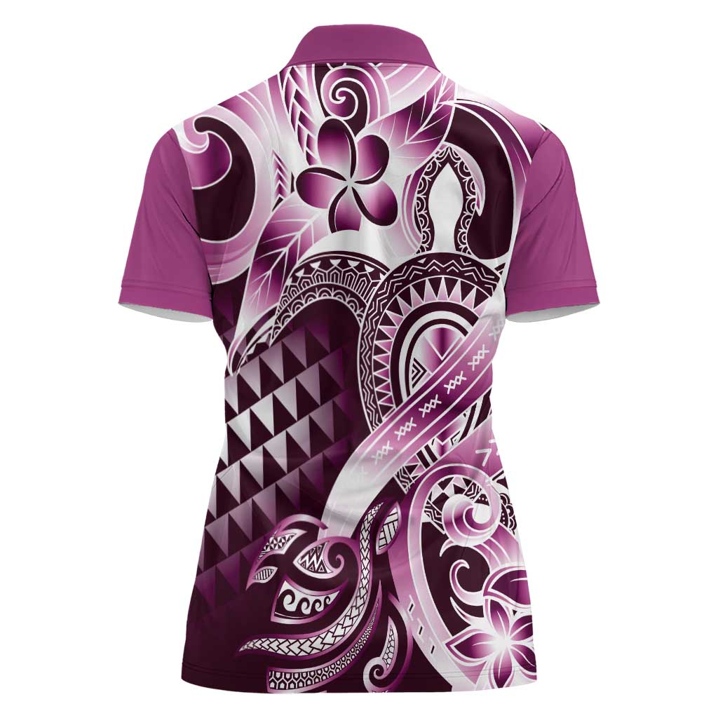 Aloha Pink Tribal Honu Tattoo Women Polo Shirt