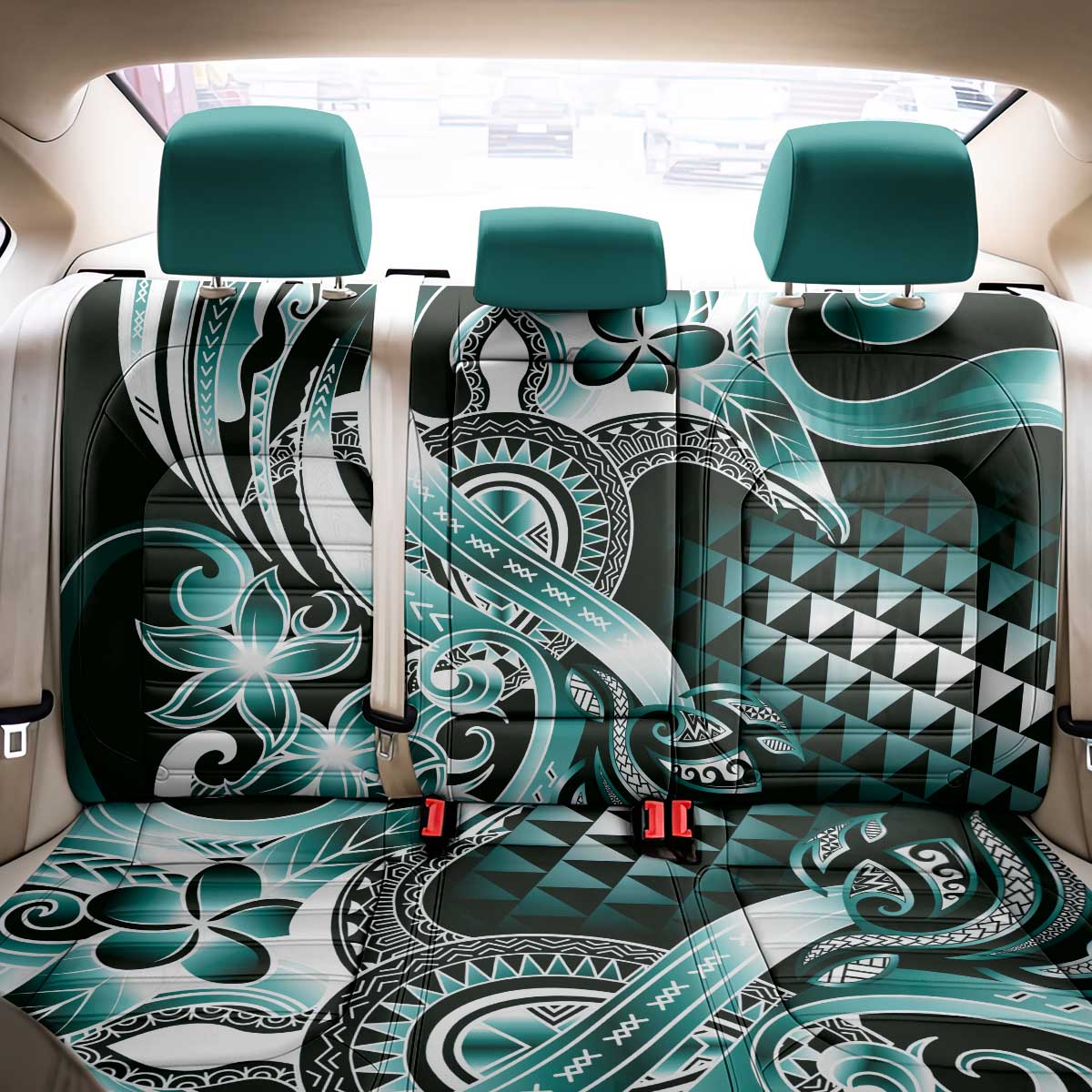 Aloha Turquoise Tribal Honu Tattoo Back Car Seat Cover LT9 - Polynesian Pride