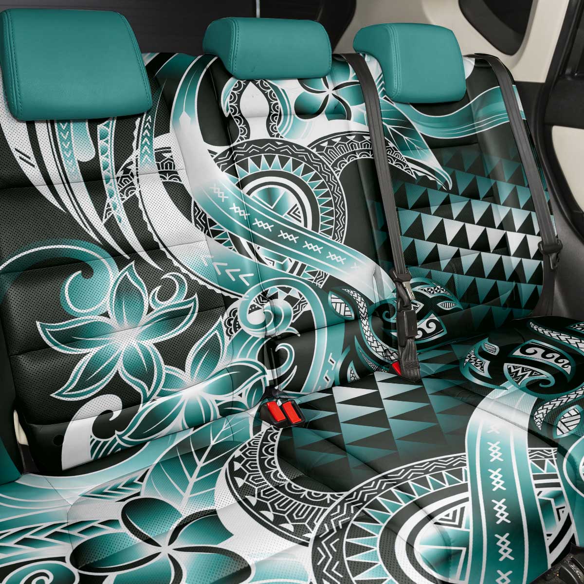 Aloha Turquoise Tribal Honu Tattoo Back Car Seat Cover LT9 - Polynesian Pride