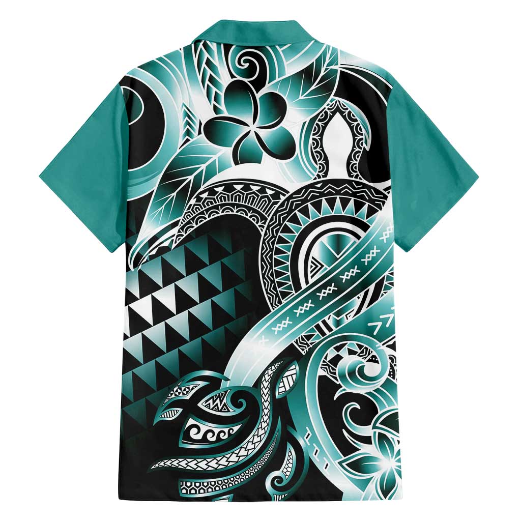 Aloha Turquoise Tribal Honu Tattoo Family Matching Summer Maxi Dress and Hawaiian Shirt LT9 - Polynesian Pride