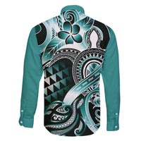 Aloha Turquoise Tribal Honu Tattoo Family Matching Summer Maxi Dress and Hawaiian Shirt LT9 - Polynesian Pride