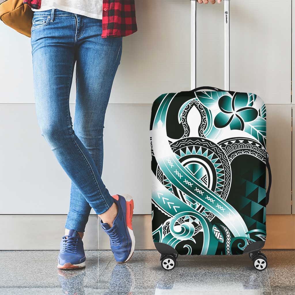 Aloha Turquoise Tribal Honu Tattoo Luggage Cover LT9 - Polynesian Pride