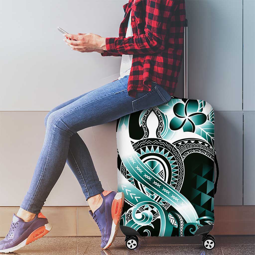 Aloha Turquoise Tribal Honu Tattoo Luggage Cover LT9 - Polynesian Pride