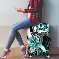 Aloha Turquoise Tribal Honu Tattoo Luggage Cover LT9 - Polynesian Pride