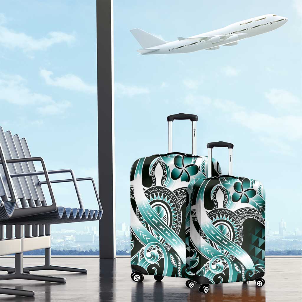 Aloha Turquoise Tribal Honu Tattoo Luggage Cover LT9 - Polynesian Pride