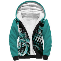 Aloha Turquoise Tribal Honu Tattoo Sherpa Hoodie LT9 Unisex Turquoise - Polynesian Pride