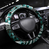 Aloha Turquoise Tribal Honu Tattoo Steering Wheel Cover LT9 Universal Fit Turquoise - Polynesian Pride