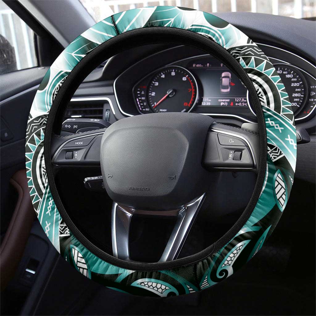 Aloha Turquoise Tribal Honu Tattoo Steering Wheel Cover LT9 - Polynesian Pride