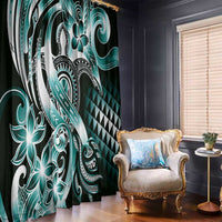 Aloha Turquoise Tribal Honu Tattoo Window Curtain