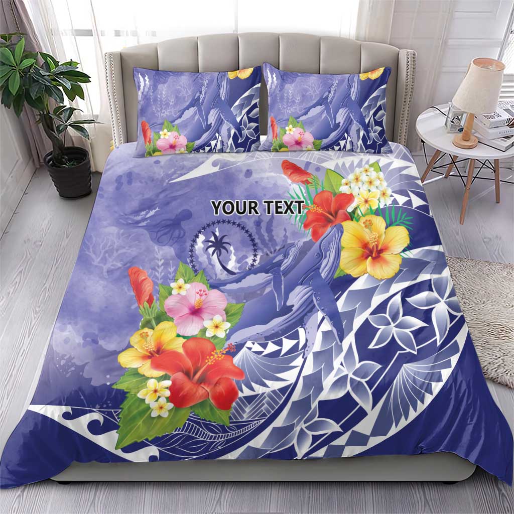 Personalised Chuuk States Humpback Whale Bedding Set Polynesian Tropical Flowers LT9 - Polynesian Pride