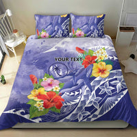 Personalised Chuuk States Humpback Whale Bedding Set Polynesian Tropical Flowers LT9 - Polynesian Pride