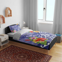 Personalised Chuuk States Humpback Whale Bedding Set Polynesian Tropical Flowers LT9 - Polynesian Pride